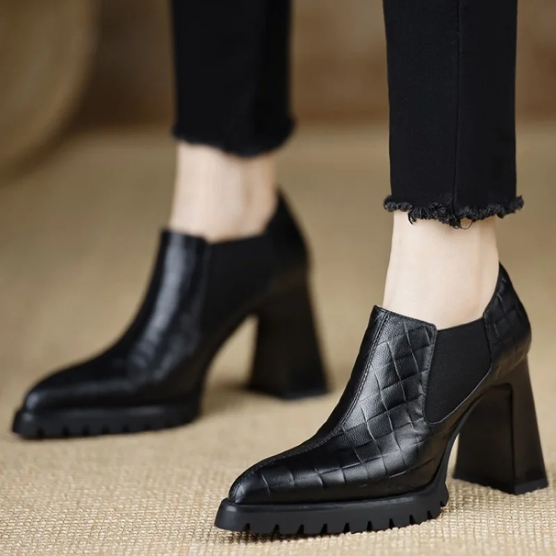 

high heels pointed toe woman shoes elegant winter new 2025 trend boots chelsea chunky sexy party ladies shoes pumps brand femme-