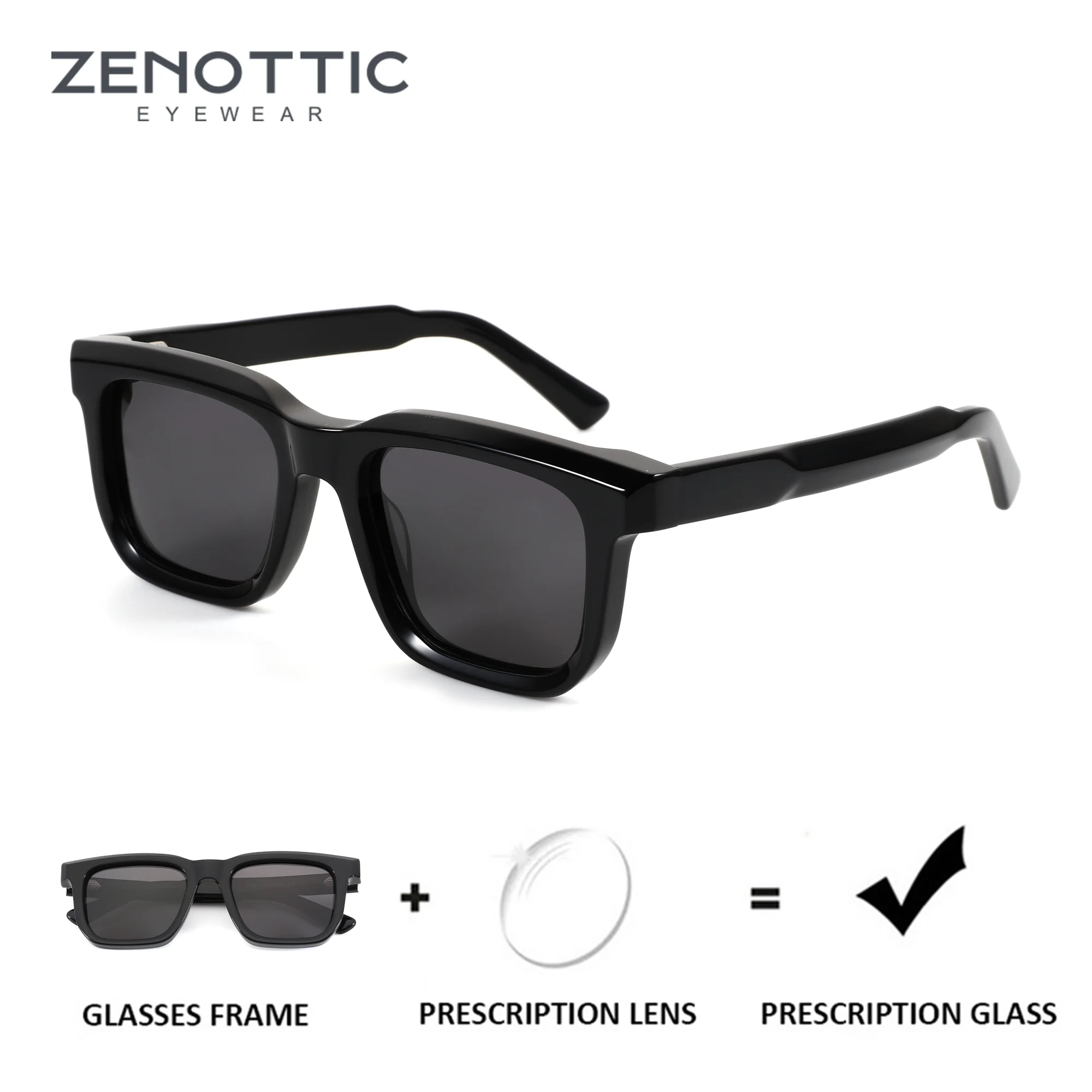 

ZENOTTIC L размер стильные ацетатные поляризационные солнцезащитные очки с защитой UV400 для мужчин квадратные оптические солнцезащитные очки для близорукости