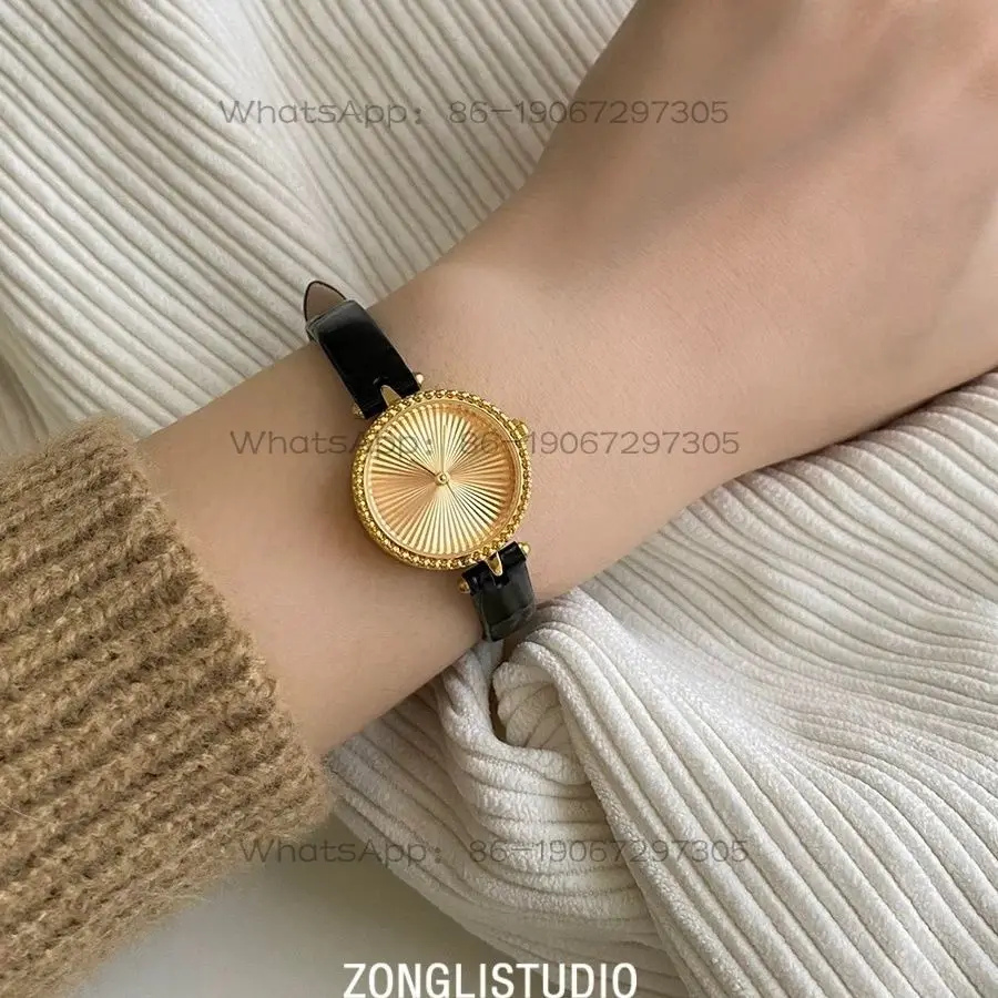 PEIYING genuine medieval style light luxury French niche high-end temperament versatile leather women's quartz watch
