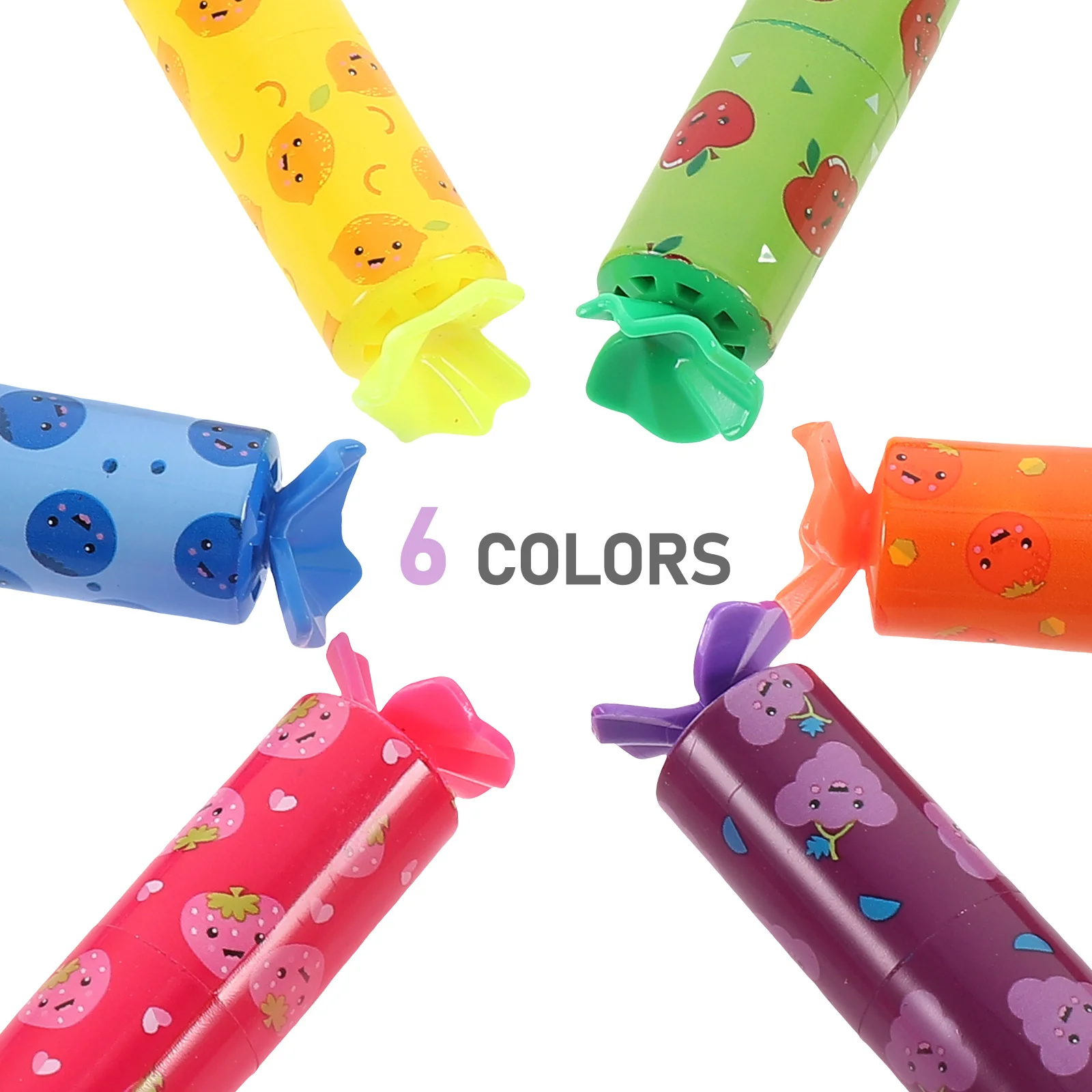 24pcs Mini Highlighters 6 Colors Set Bookmark Markers Cartoon Pens for School Office Journal Drawing Note