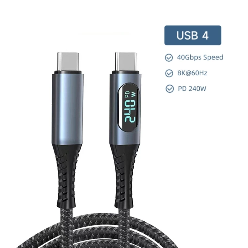 

Кабель USB4.0 40 Гбит/с Type C к C PD3.1 240 Вт, блестящий зарядный кабель 8K @ 60 Гц для PS5 Nintendo Switch Galaxy MacBook Pro USB4.0