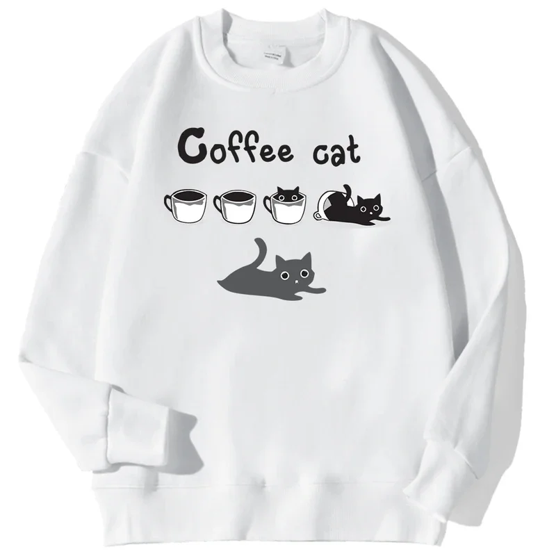 

Cat Playing In A Coffee Cup Men Sweatshirt Fashion O-Neck Hoodies Autumn Fleece Casual Hoodie Hip Hop Loose Pullover Top Man