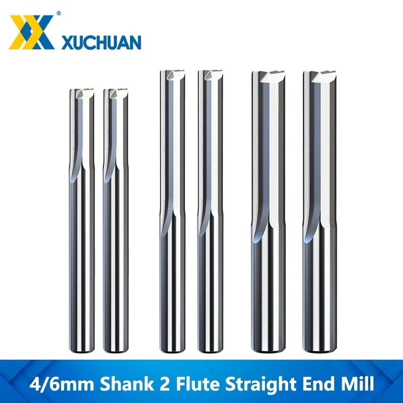 2 Flute Straight End Mill CNC Router Bit 10pcs 3.175/4/6mm Shank For Wood MDF Plastic Carbide Milling Cutter Straight Slot Bit