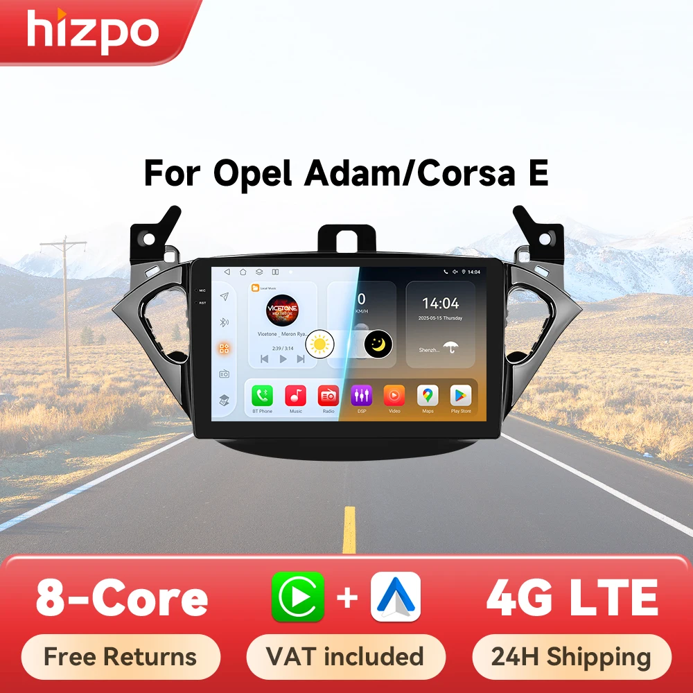 Hizpo voiture systèmes intelligents Radio pour Opel Adam 2013 -2016 pour Corsa E 2015 -2019 CarPlay Android Auto Autoradio GPS Navigation Wifi