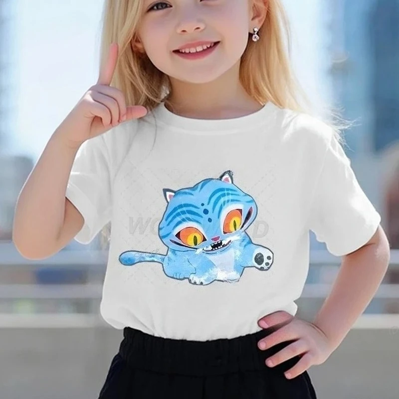 

KPop Demon Hunters Tiger T-shirts New Cartoon Print Kids Tee Soft Baby Girls Boys T Shirt Cute Tiger Print Child Clothing