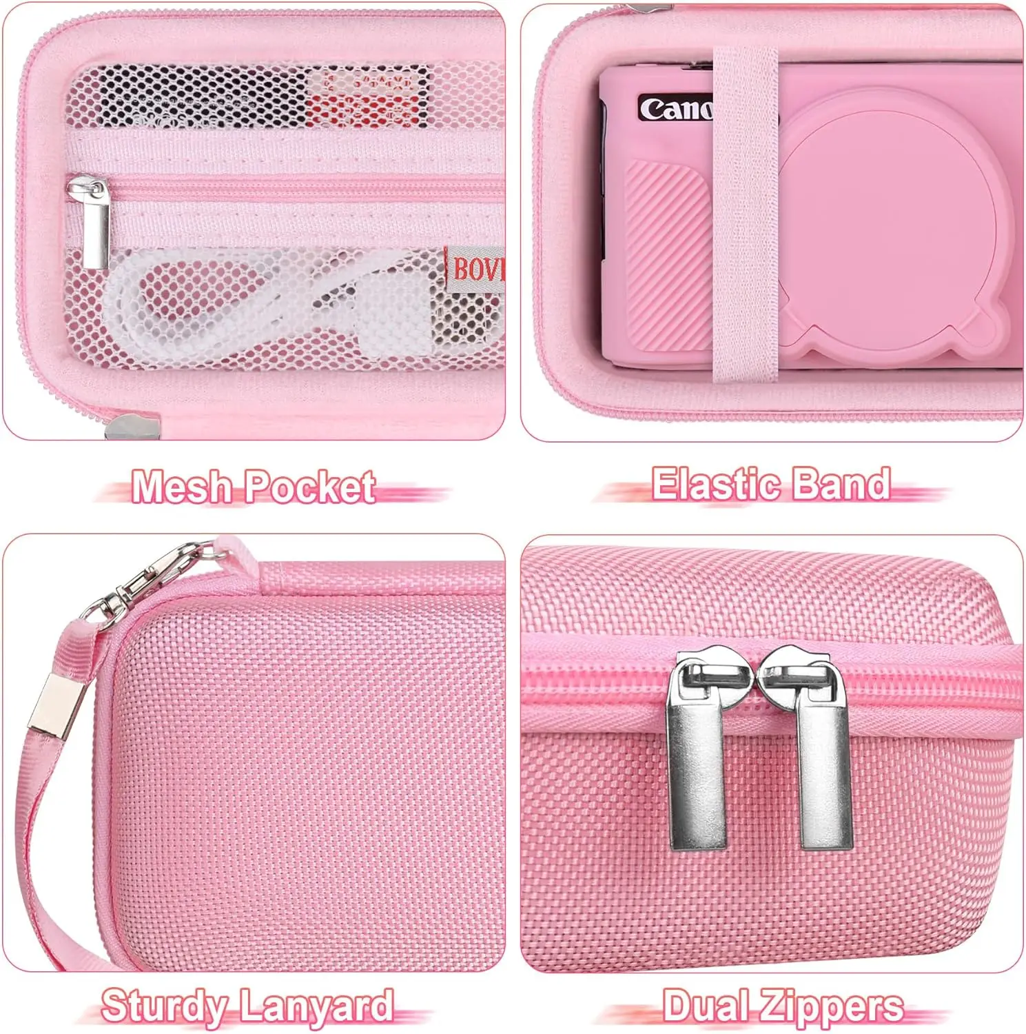 حافظة صلبة + غطاء سيليكون لجهاز Canon PowerShot SX740/SX730، حقيبة EVA مقاومة للصدمات مع غطاء للعدسات وحزام معصم، وردي #4