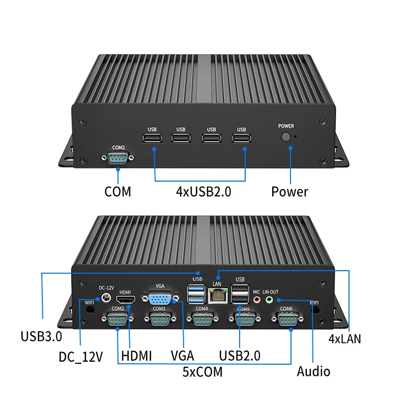 إصدار IPC بدون مروحة ، الجيل الحادي عشر ، Core i3 ، i5 ، i7 ، 6COM ، RS232 ، RS485 ، رؤية جهاز IoT ، DAQ ، Win11 ، أوبونتو ، 1449-TI4