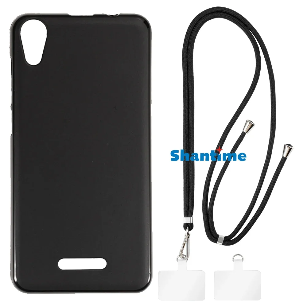 Suitable for Wiko Lenny 4 Case + Ajustable Neck/Crossbody Lanyards and Spacers, Silicone TPU Cover with Soft