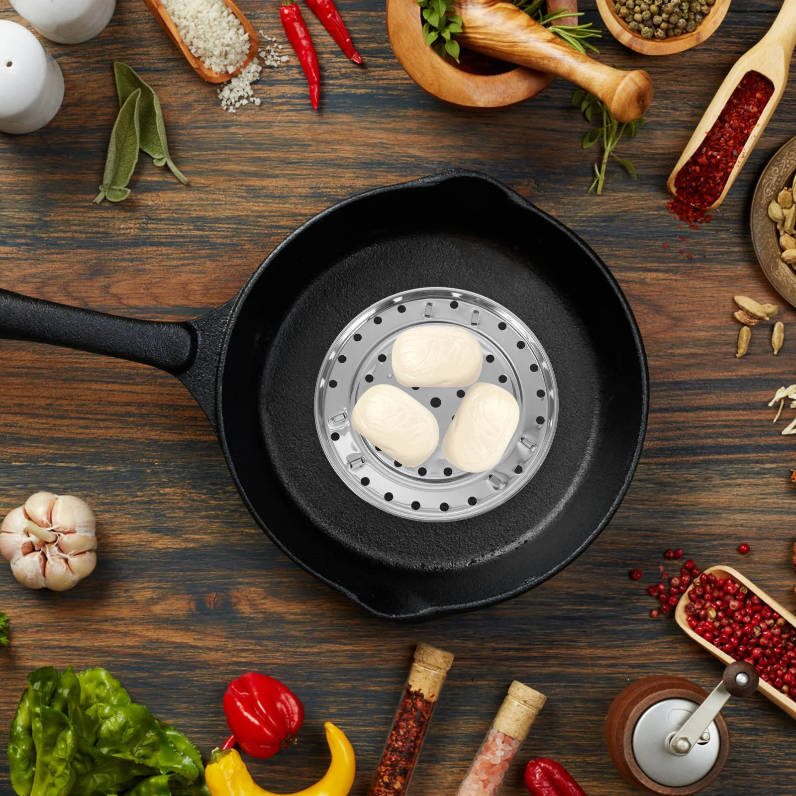 

2Pcs Stainless Steel Steamer Rack Heat Resistant Evenly Distributed Holes Multi Kitchen Appliances Compatible