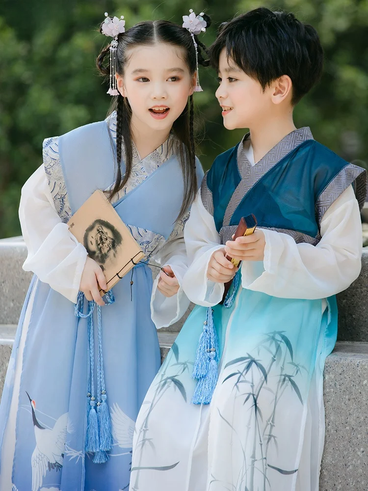 

Children's Traditional Chinese Clothing Set School orm Boys Girls Entrance Ceremony Performance Clothes Kindergarten