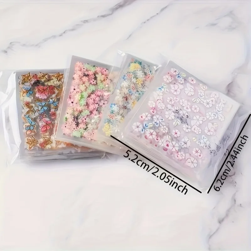 90 feuilles d'autocollants pour ongles en plastique Durable pour femmes, mélange de fleurs de printemps, autocollants pour Nail Art, auto-adhésifs 3D hypoallergéniques
