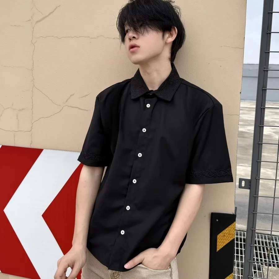 

Летняя повседневная рубашка с вышитым цветочным воротником, свободного кроя, в молодежном стиле, для комфортной носки