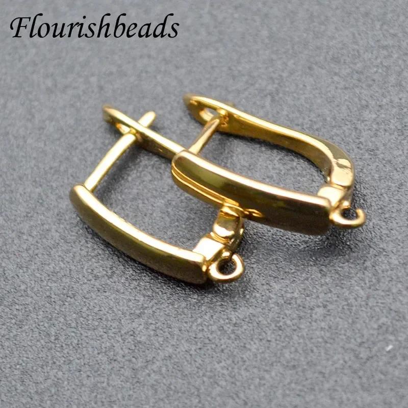 High Quality Nickle Free Anti-rust 18k Gold Plating Wide Square Rectangle Metal Earring Hook Clasps Jewelry Findings 30pc/Lot