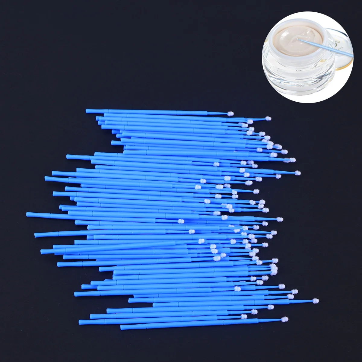 Micro-brosses applicateurs jetables, baguettes en Nylon non pelucheuses, outils de maquillage, écouvillons de coton pour Extension de cils bleus de 2mm, 100 pièces