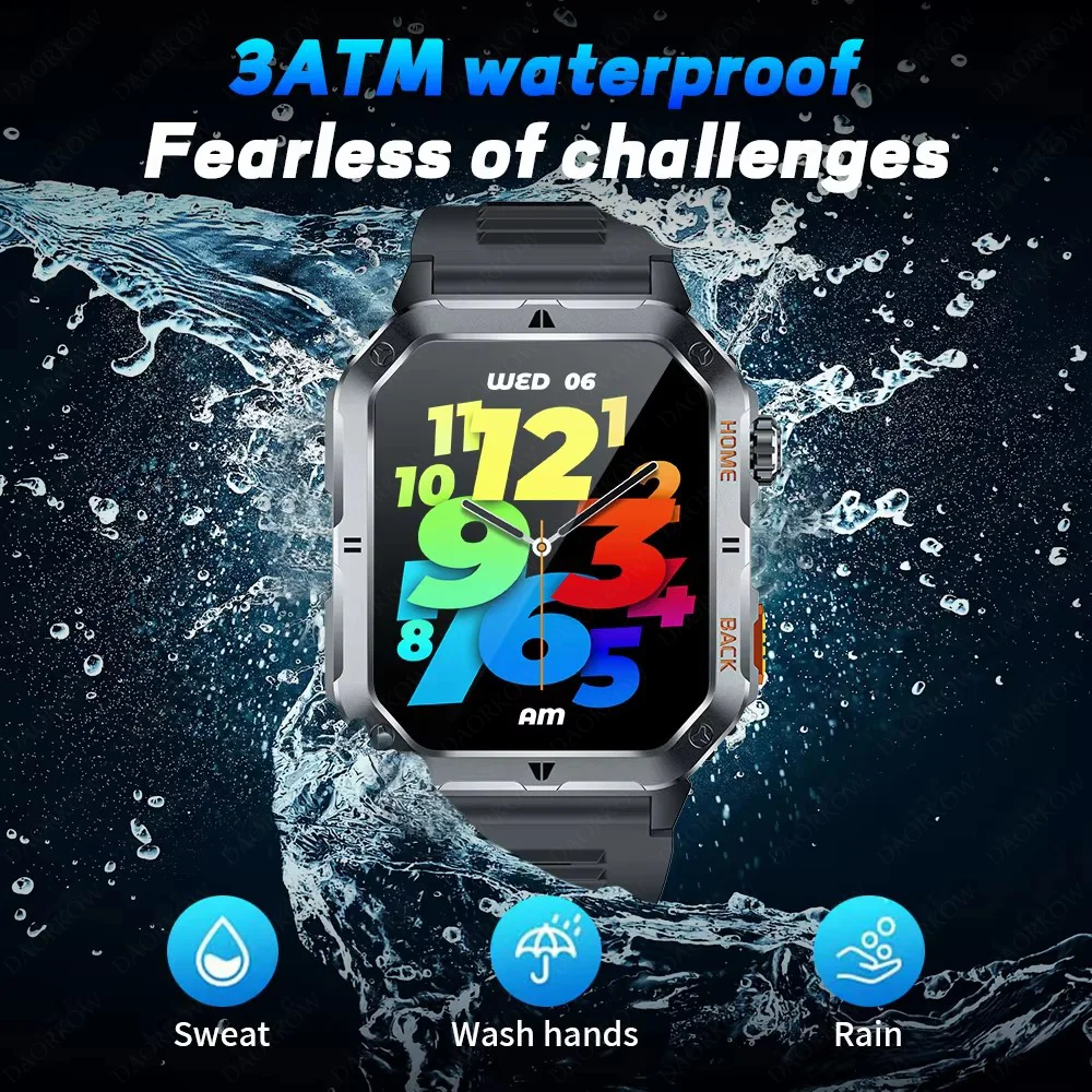 Eine 2,01-Zoll-Smartwatch für Herren, 1000-mAh-Akku-Taschenlampe, über 100 Übungsherzfrequenz, Bluetooth-Anruf-Smartwatch für iOS und Android