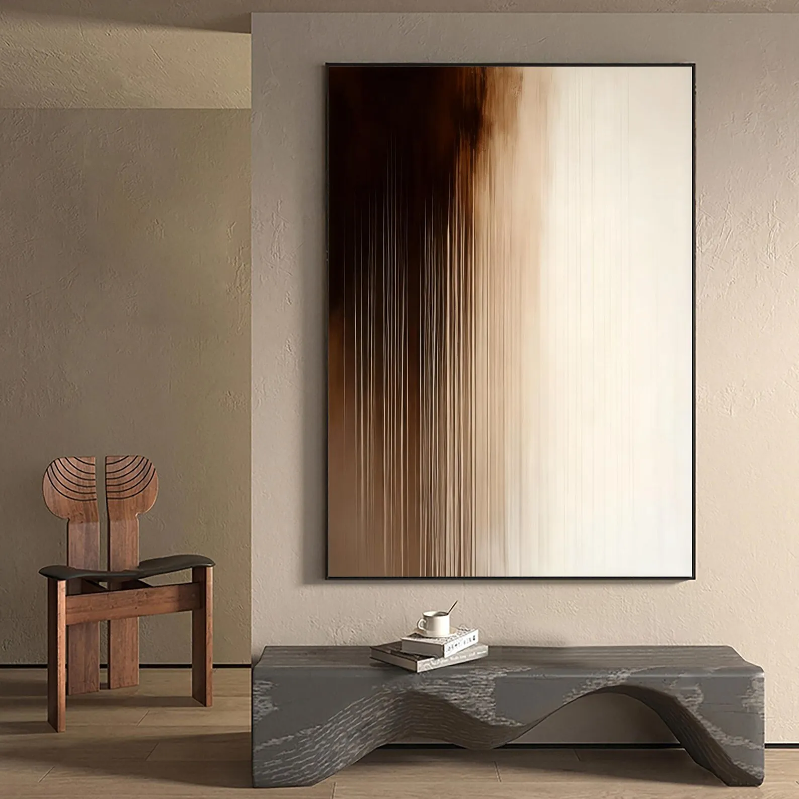 Minimalist Hand Painted Painting Abstract  Painting On Canvas Modern Brown Neutral Wall Art Contemporary Decor Living Room
