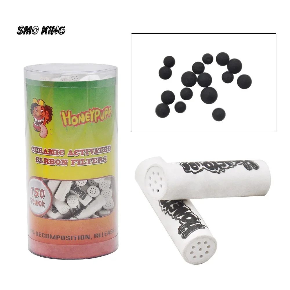 SMO 150Pcs /Lot 6mm/7mm Disposable Active Charcoal Filter Dry Burning Tobacco Smoking Pipe Grass Filters for Pipes Accessories