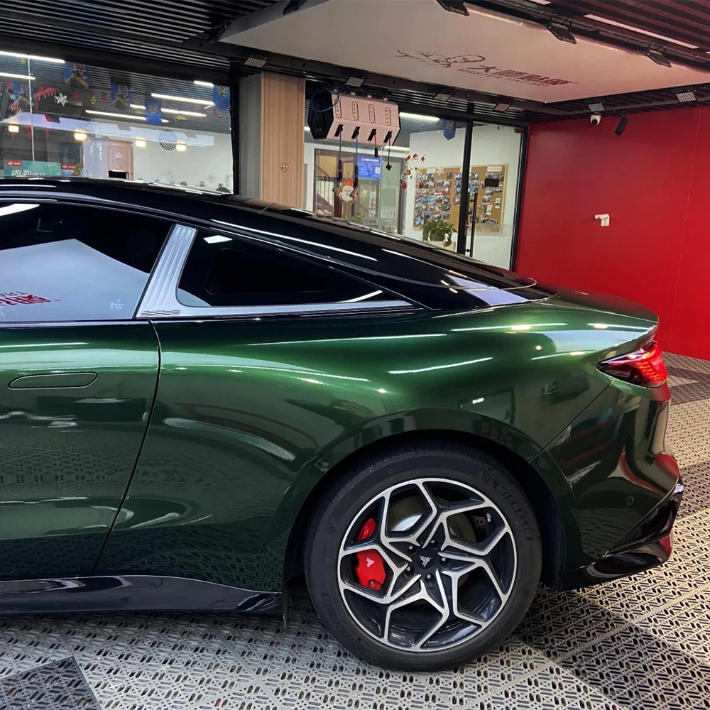 منتصف الليل الأخضر سيارة ملصق فقاعة الحرة التفاف الفينيل فيلم PET السيارات DIY ملصق مائي جسم السيارة ملصق ذاتي اللصق اكسسوارات السيارات #2