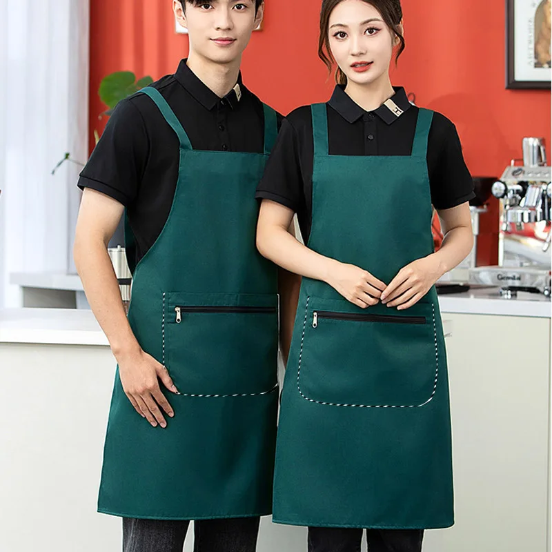 2026 New 1Pcs Waterproof Apron Wear Resistant Anti-Fouling Anti-Oil Zipper Large Pocket Apron Home Kitchen Apron