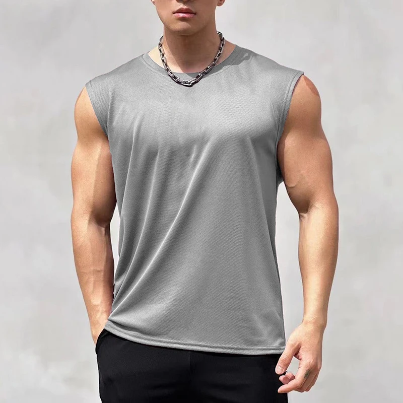 

Мужские сетчатые свободные майки для бега, быстросохнущие топы для спортзала, одежда для бодибилдинга и фитнеса, безрукавки