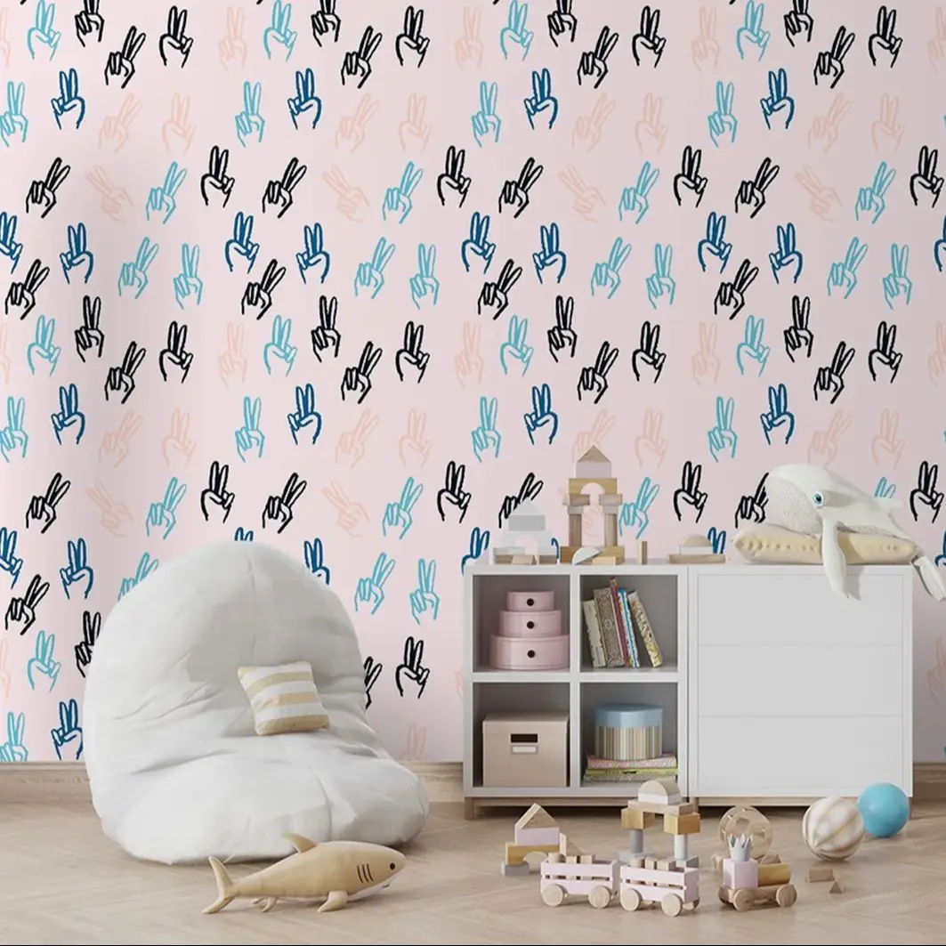 

Мирный V-знак жест руки настенная бумага, гармония и позитивные обои для детской комнаты, нетканые обои, 50*300 см