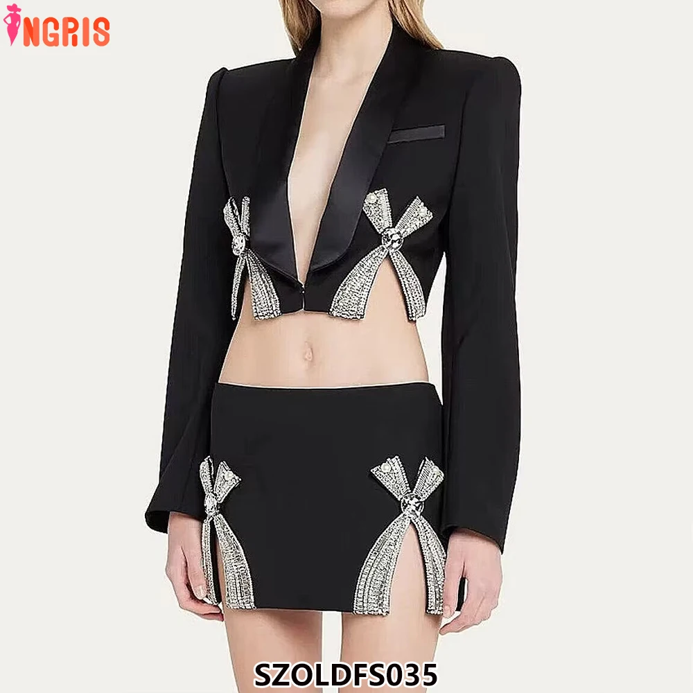 

2025 new spring design women's beaded luxury casual women's skirt suit set-SZOLDFS035