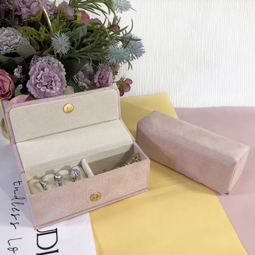 Velvet Necklace Storage Box Portable Multi-functional Necklace Holder Solid Color Compact Jewelry Display Box Jewelry Organizer