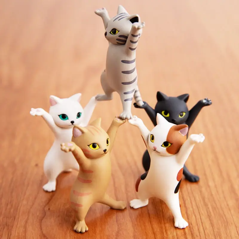 Dancing Cat Pen Tray Cartoon Cute Animal Figure Statues Ins Desktop Decoration Cat Headphones Pencil Holder Decor Home Ornament