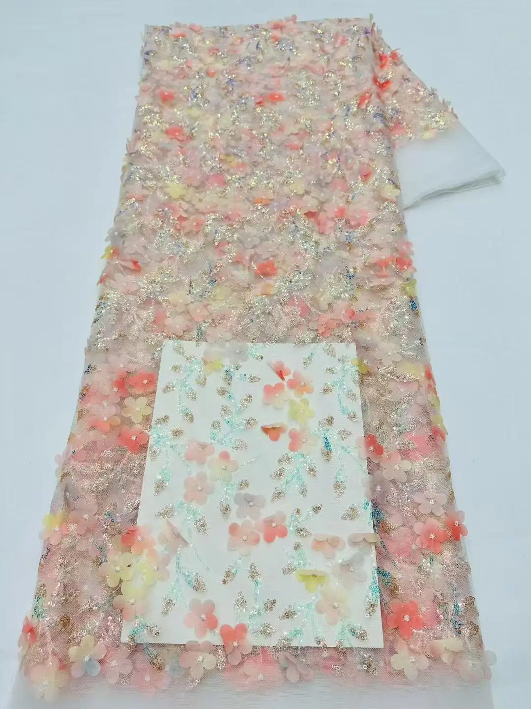 

Французская кружевная ткань 2025 Высокое качество Тюлевое кружево с блестками 5 ярдов Африканское роскошное сетчатое кружево с блестками для женщин Вечернее платье