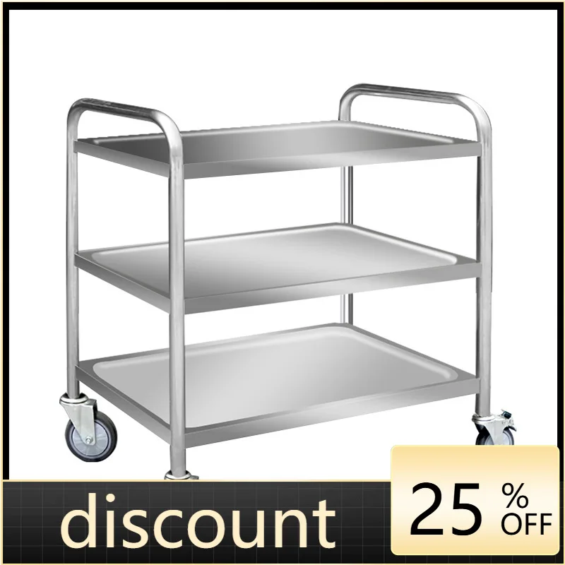 LTT stainless steel food delivery truck Hotel food collection truck Commercial double-layer three-layer trolley