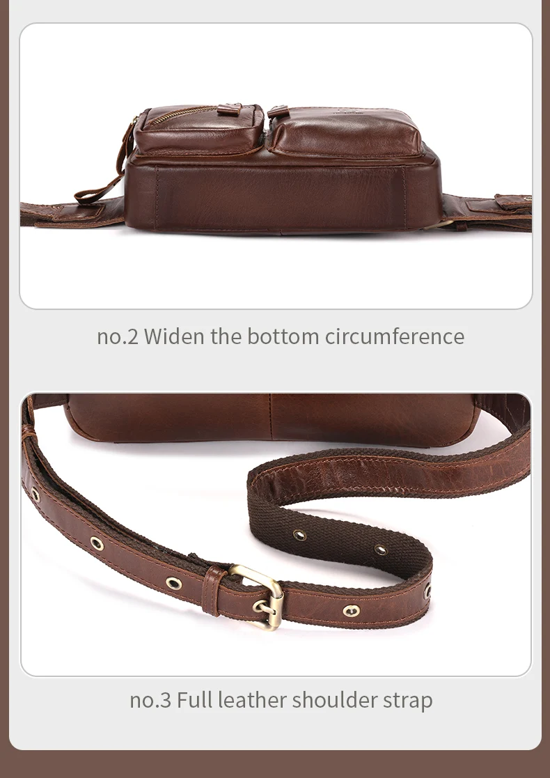 Bull captain Herren Echt leder Brusttasche Outdoor Sport Umhängetasche Multifunktion ale Hüft tasche mit großer Kapazität – Detail 11
