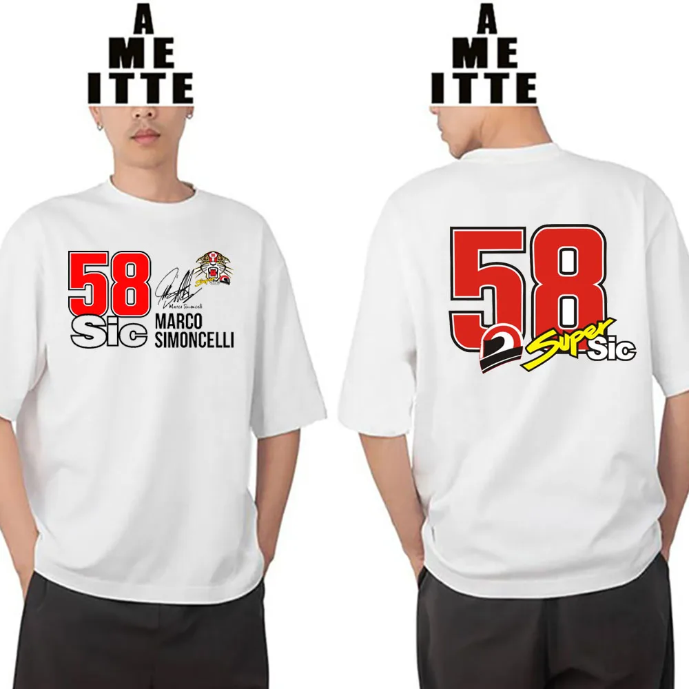 

58 Marco Simoncelli Tiger 58 GP Race T-Shirt Men Short Sleeve Hip Hop Boy Casual Tees Mountain Adventure Motorcycle Riding Tops