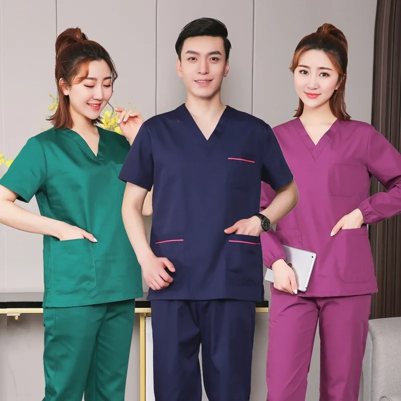 فساتين لغسيل اليدين بأكمام قصيرة للممرضات والرجال ، طقم تنظيف اليدين ، مقشر الفم ، غرفة العمليات ، مقشر الطبيب