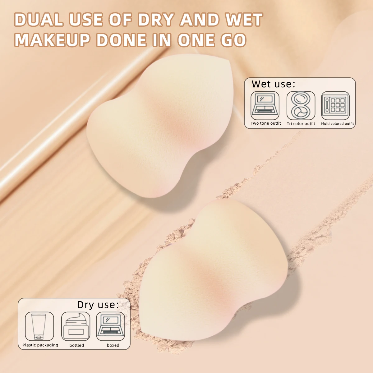 Juego de esponjas de maquillaje mixtas de 4 Uds., adecuado para base líquida, esponja de maquillaje, esponjas para polvos de doble propósito secas y húmedas