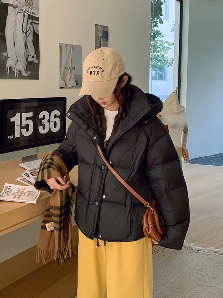 Vrouwen ort Puffy Katoen Jaet 2025 Winter Nieuwe Sle Brood aap Thiened Kapmantel Koreaanse Sle Loose Fit Bovenkleding