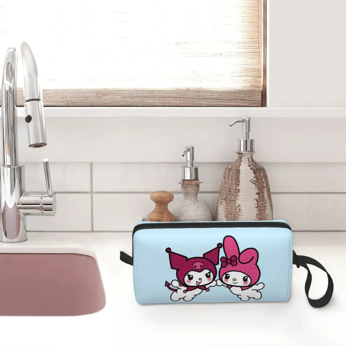 Heart My Melody Kuromi Large Makeup Bag Beauty Pouch Travel Cosmetic Bags Sanrio Kawaii Portable Toiletry Bag for Women