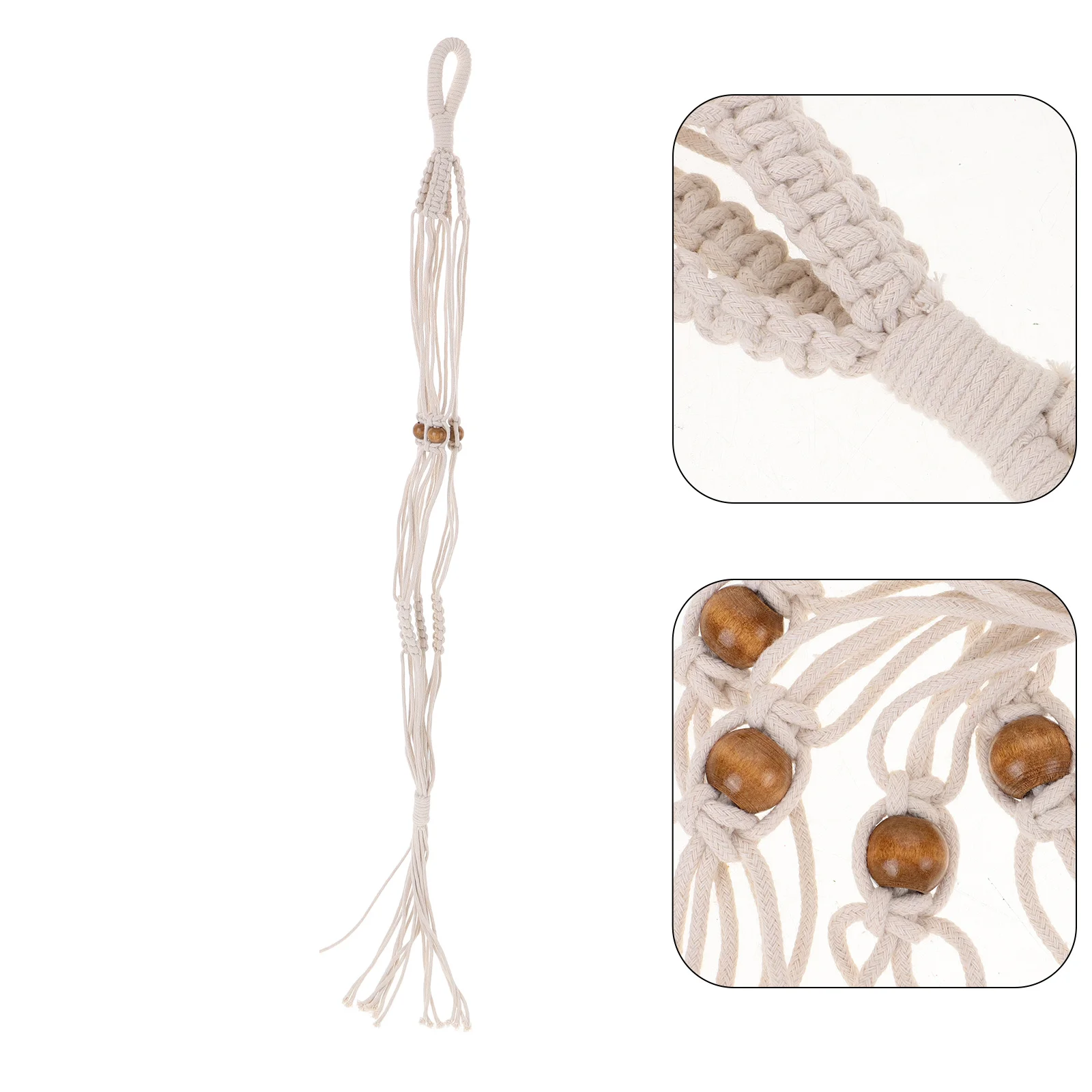 

Natural Wood Macrame Plant Hanger Rope Basket Flower Pot Holder Indoor Outdoor Hanging Planters Home Planter Hanger