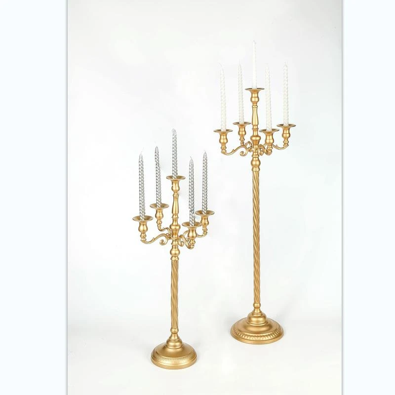 63/73/89cm Metal Candelabra 5 Arms Gold White Silver Candle Holders Candlestick for Wedding Table Decorations Pillar Decor