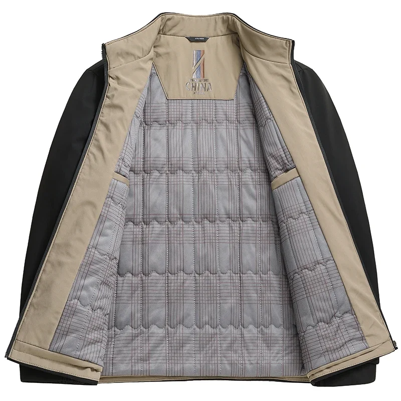 

Warm Cotton Parkas Clothes Men's Winter Warm Jacket with Cotton Lining Solid Color Parkas Male Men Zipper Stand Up Collar Casual