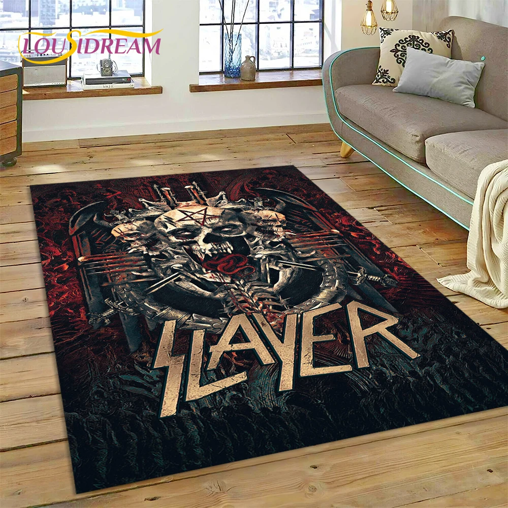 3D Rock Slayer Heavy Metal Band  Rug Carpet for Living Room Bedroom Decor,Floor Mat Non-slip Decoration for Sofa Doormat Gifts