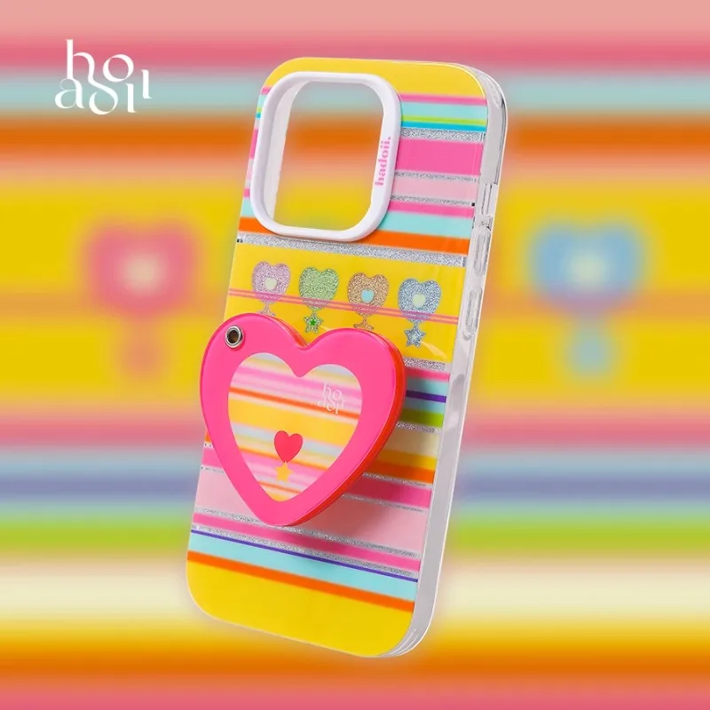 

Original Love Heart Phone Case Cute Cartoon Colour Stripe Phone Cover For IPhone 13 14 Pro Max Soft TPU Shockproof Cover 아이폰 케이스