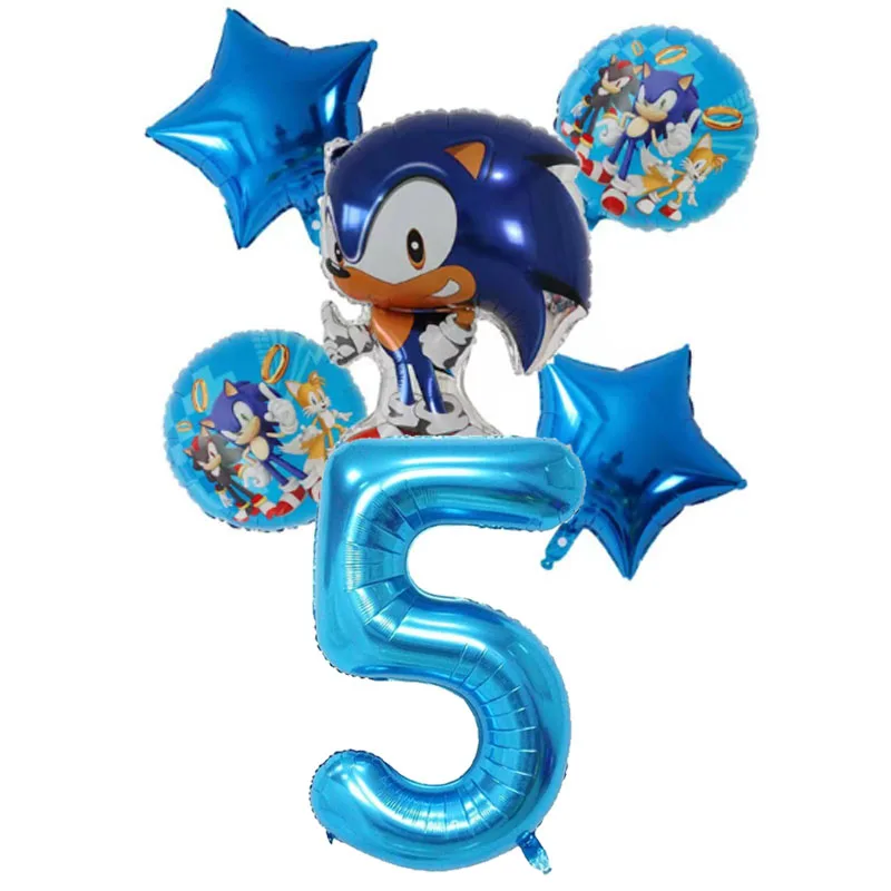 

Anime Sonics Number Birthday Balloons Game Party Decoration Kids Party Supplies Stars Foil Ballons Boy Girl Party Favors Gift