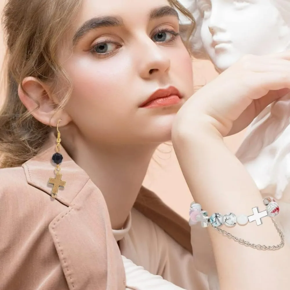 30 قطعة خزر عازل الصليب 3 ألوان العتيقة برونزية الصليب الصليب سحر 15 مللي متر موصل معدني حبة DIY بها بنفسك