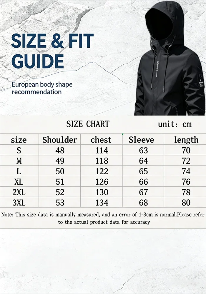 Wasserdichte Herrenjacke, für Outdoor-Aktivitäten, winddicht, zum Wandern, Klettern und für andere Freizeitaktivitäten. – Detail 1