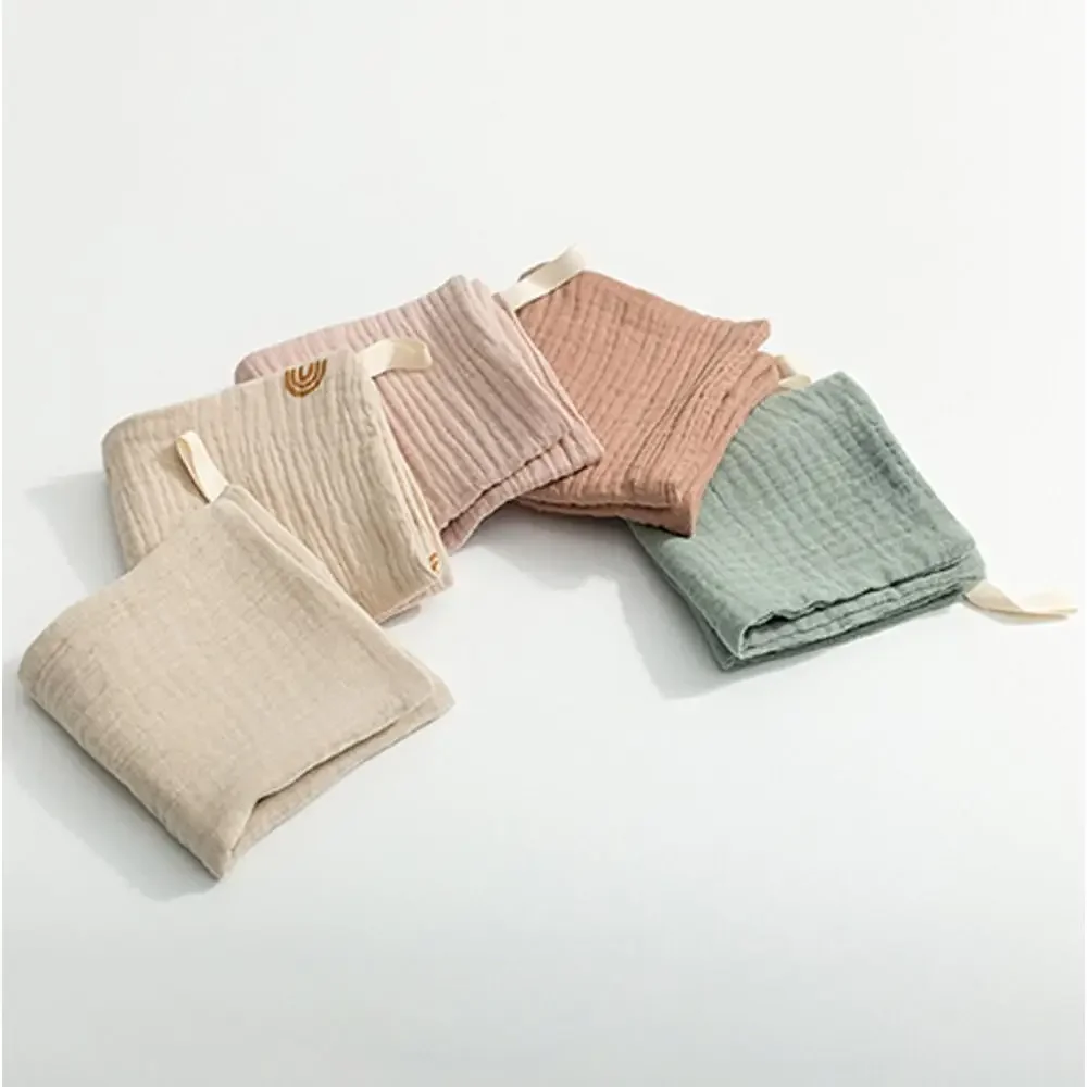 Portable Cotton Muslin Washcloths Random Color Easy to Clean Burping Cloth Soft Saliva Towel Infant
