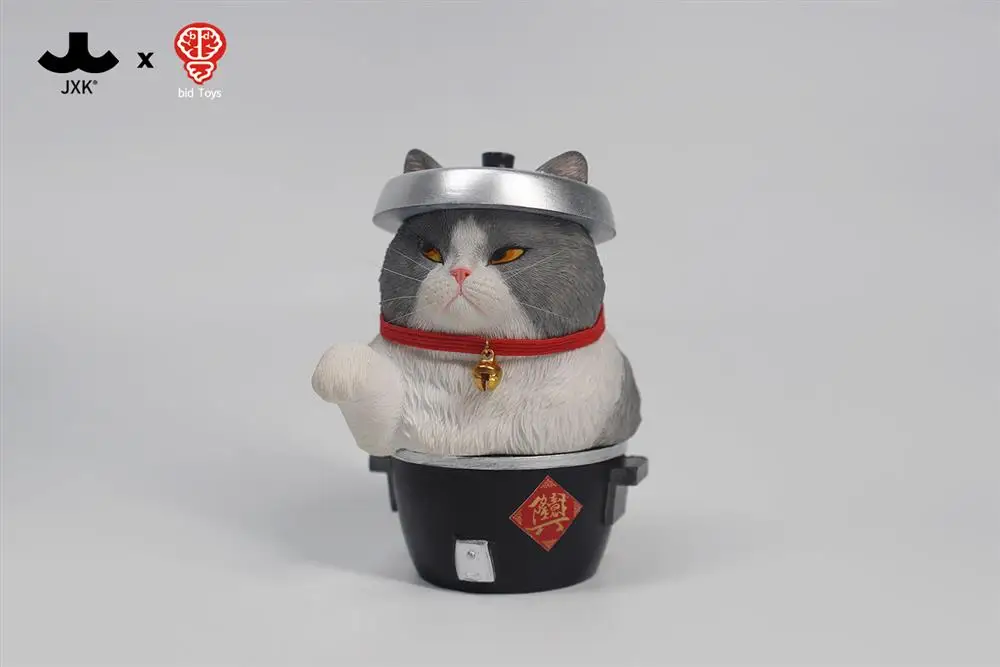 Zhaocai Damo Cat Rice Cooker, Modelo Animal Soldado Cena Acessórios, Altura 10.5cm, Coleção Brinquedos Presentes, Escala 1:6, JXK, JXK200