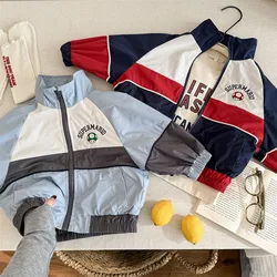 2025 Spring Autumn Children Casual Jackets Clothes Boy Letter Long Sleeved Zipper Coats Girls Preppy Style Windbreaker Outerwear