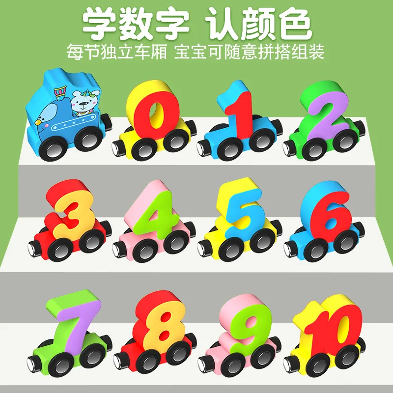 Ensemble de Train Alphabet magnétique en bois, 11/27 pièces, jouet d'apprentissage des lettres ou des chiffres ABC, Trains pour enfants, blocs de construction éducatifs, Puzzle