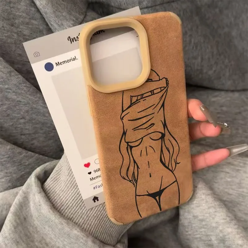 

sexy woman shockproof matte phone case for iphone 17 pro max 16 plus 15 14 13 11 silicone cover for iphone 12 xr x bumper shell