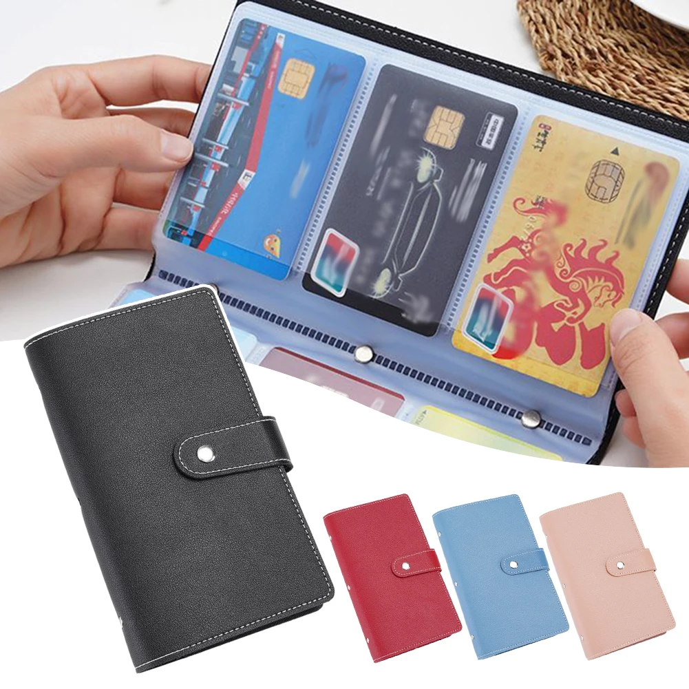 Large Capacity ID Card Holder 96 Slots Metal Buckle Premium PU Waterproof Credit Card Wallet Men Women For Business Trip Travel